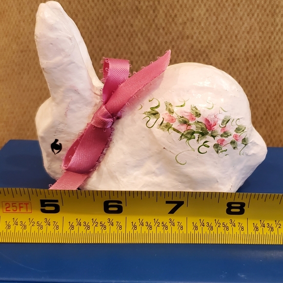 4.5 inch x 3.5 inch Paper Mache Rabbit Home Decor Cottage Core Rustic Farmhouse - Picture 7 of 13